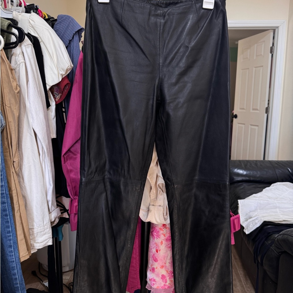 Genuine Leather Pants - Vintage Hugo Buscati - Size 6